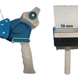 Despachador de Cinta de Embalaje de 3 Pulgadas (72 mm - 75 mm) Uso Rudo - Pistola Aplicadora Industrial Azul y Gris